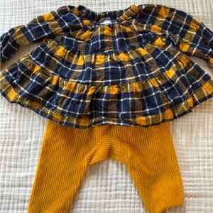 Hanna Andersson Blue and Yellow Ruffled Shirt and Corduroy pants